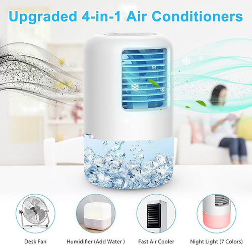Round micro mini air cooler cooling fan air conditioner home outdoor office dormitory portable humidification air conditioning fan