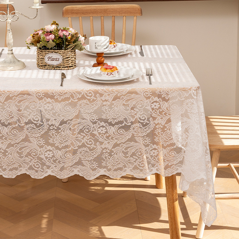 Mantel de encaje especial transfronterizo Mantel de comedor rectangular francés Atmósfera de alta calidad Decoración Mesa de té bordada al por mayor