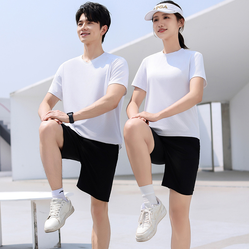 Round Neck Pure Color Casual Sports Quick-Drying T-Shirt with Printed Logo Short-Sleeved Cultural Shirt Advertising Shirt Event Team Uniform Ready for Sale