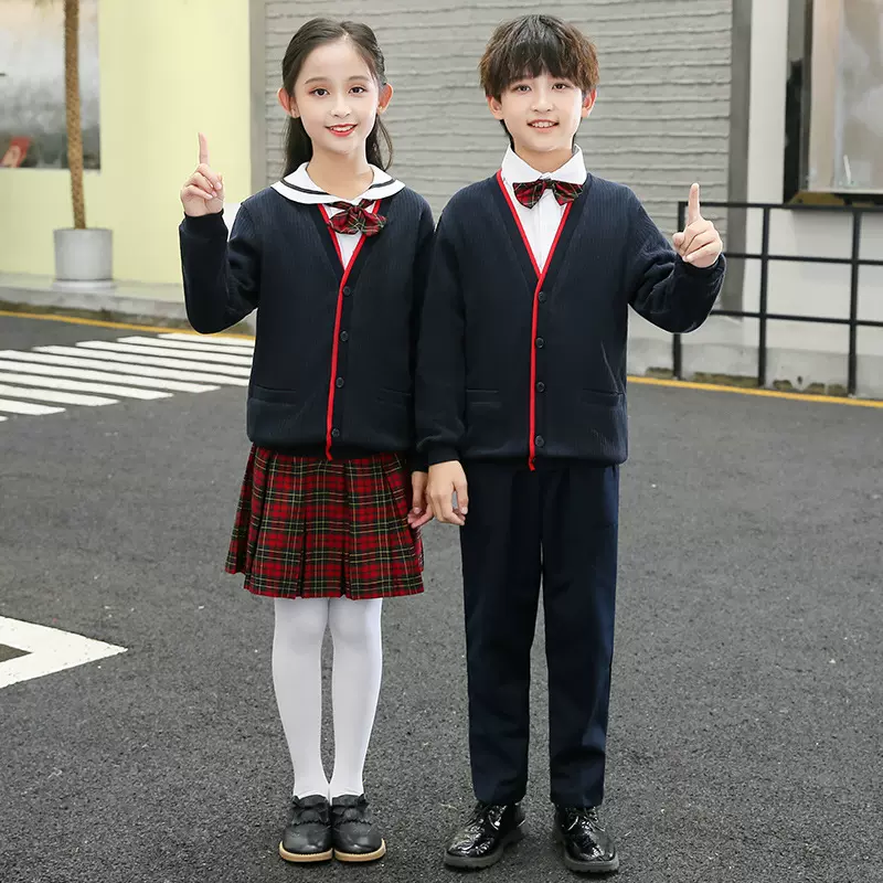深圳校服制服四件套冬装衬衣毛衣小学生班服深圳小学校服一件代发