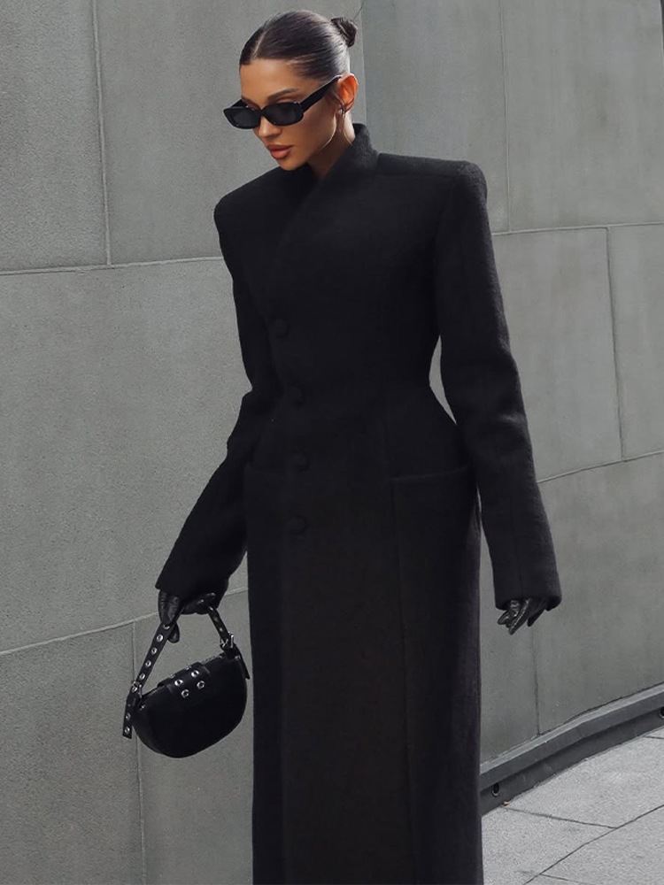 Abrigo Largo de Lana para Mujer de Poliéster Grueso para Otoño e Invierno image 6