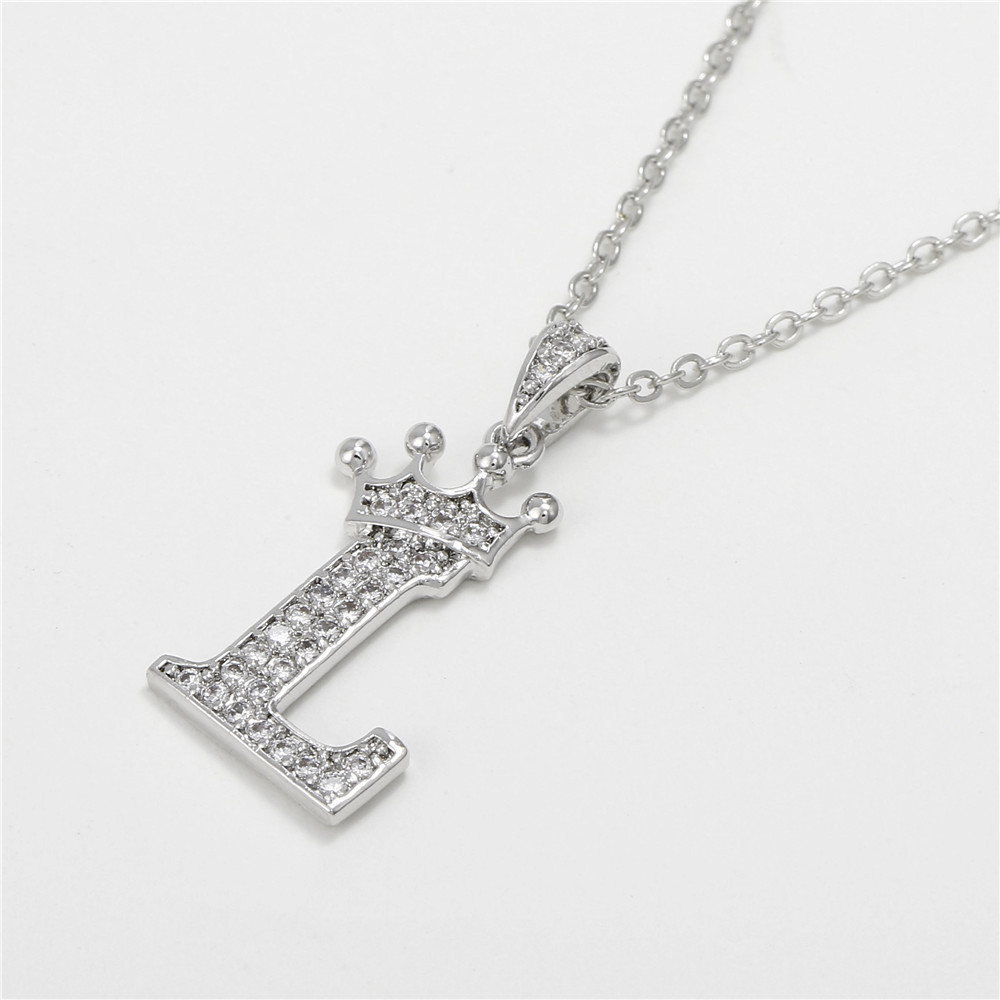 Fashion Micro-inlaid Zircon Crown English Letter Necklace Platinum Necklace Wholesale Nihaojewelry