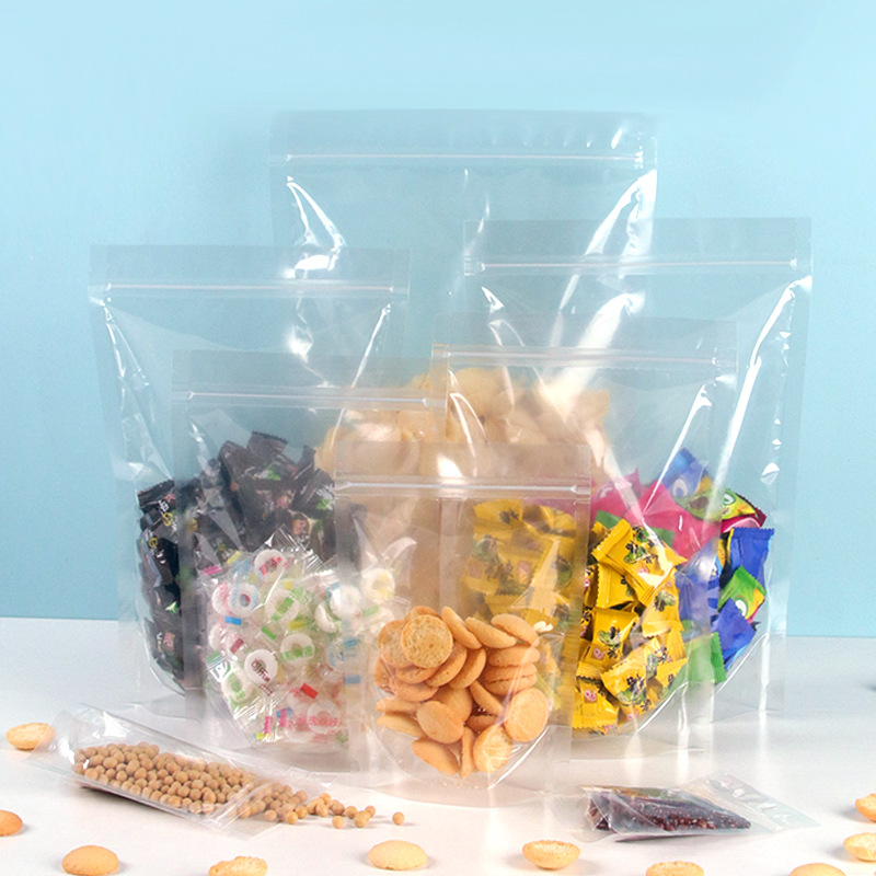 透明自立自封袋饼干糖果包装袋密封拉链塑封袋加厚食品包装袋分装