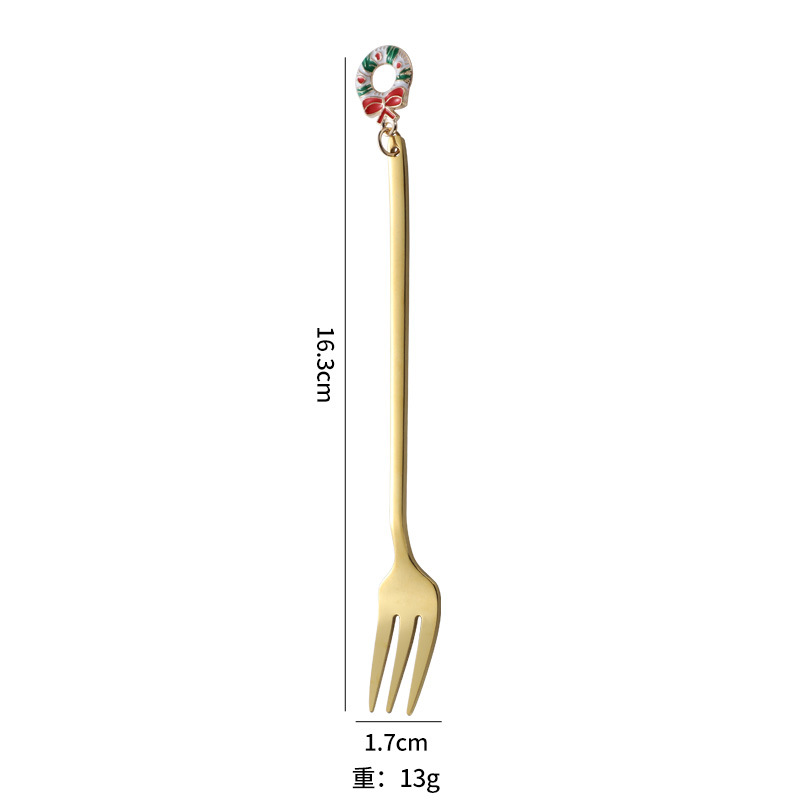Juego de cuchara de acero inoxidable de Navidad de dibujos animados Cuchara pequeña linda de alto valor Cuchara de postre dorado Cuchara para mezclar café