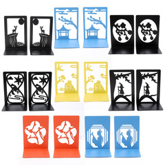 創意古風窗花設計書立中國風詩畫系列金屬鏤空書擋書房桌面收納