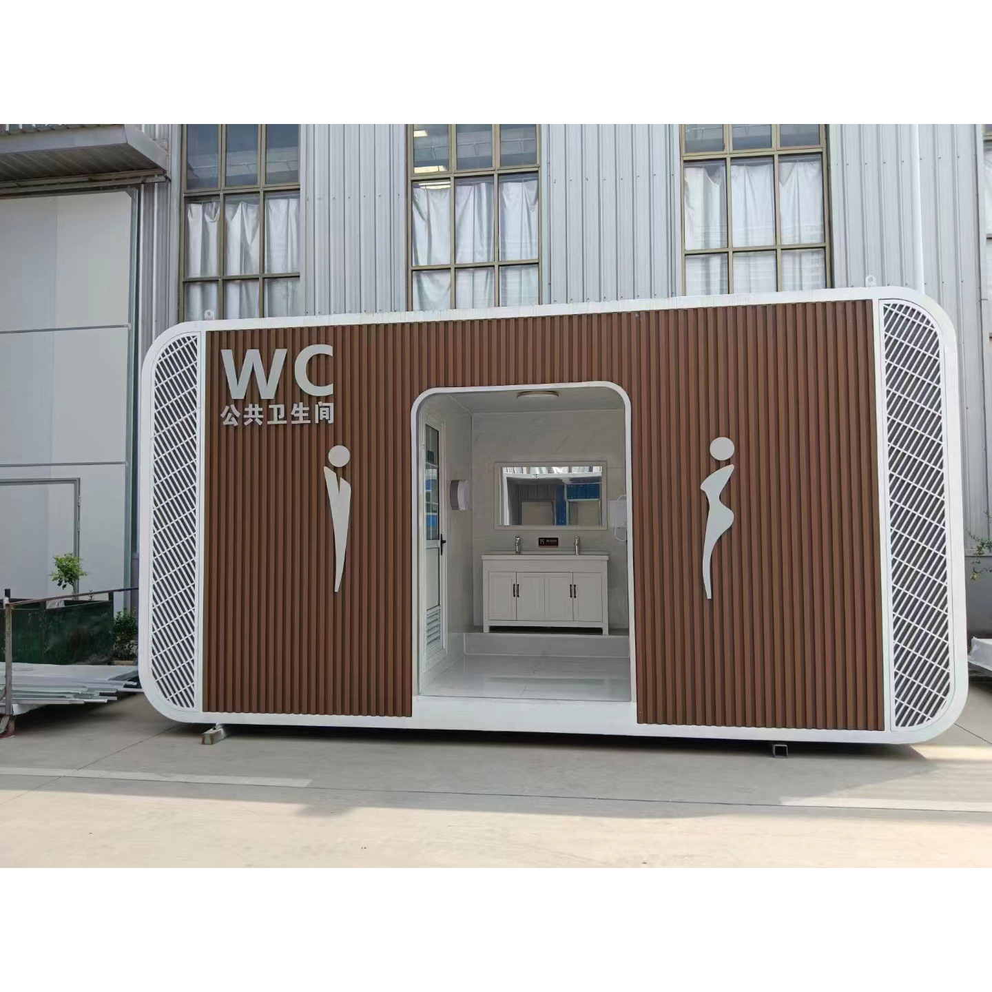 Inodoros móviles para turismo cultural, baños públicos prefabricados, baños públicos rurales, baños turísticos, baños tallados en metal