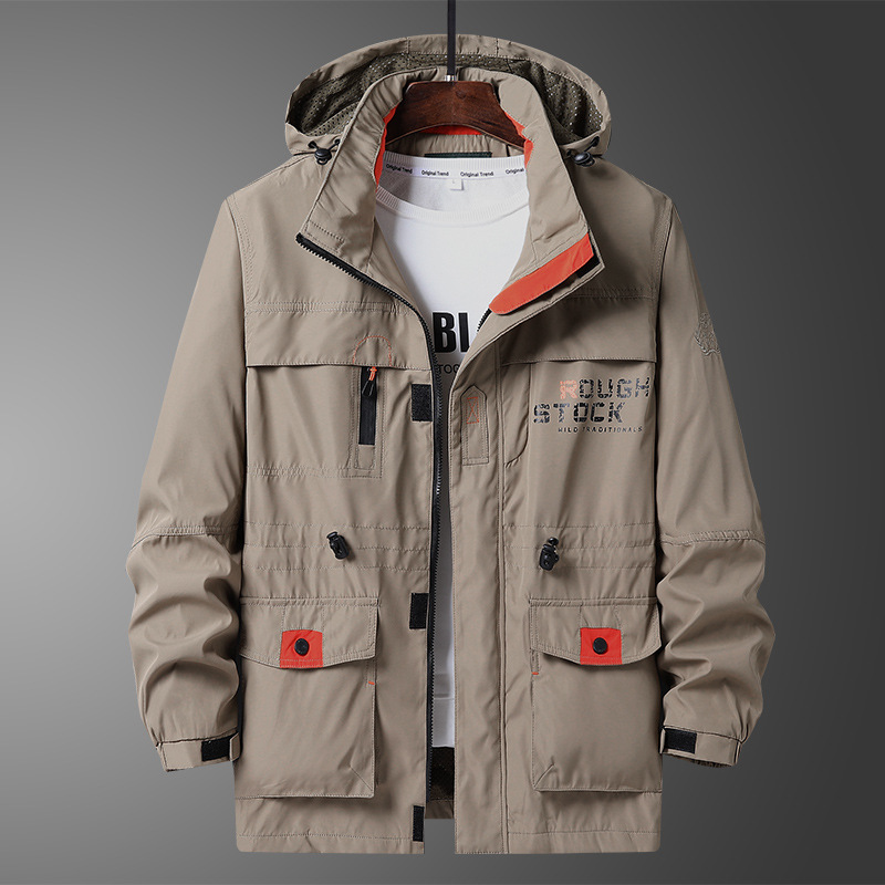 2025 chaqueta de asalto al aire libre para hombres ocio medio largo chaqueta de trabajo con camisa gruesa chaqueta de bolsillo militar