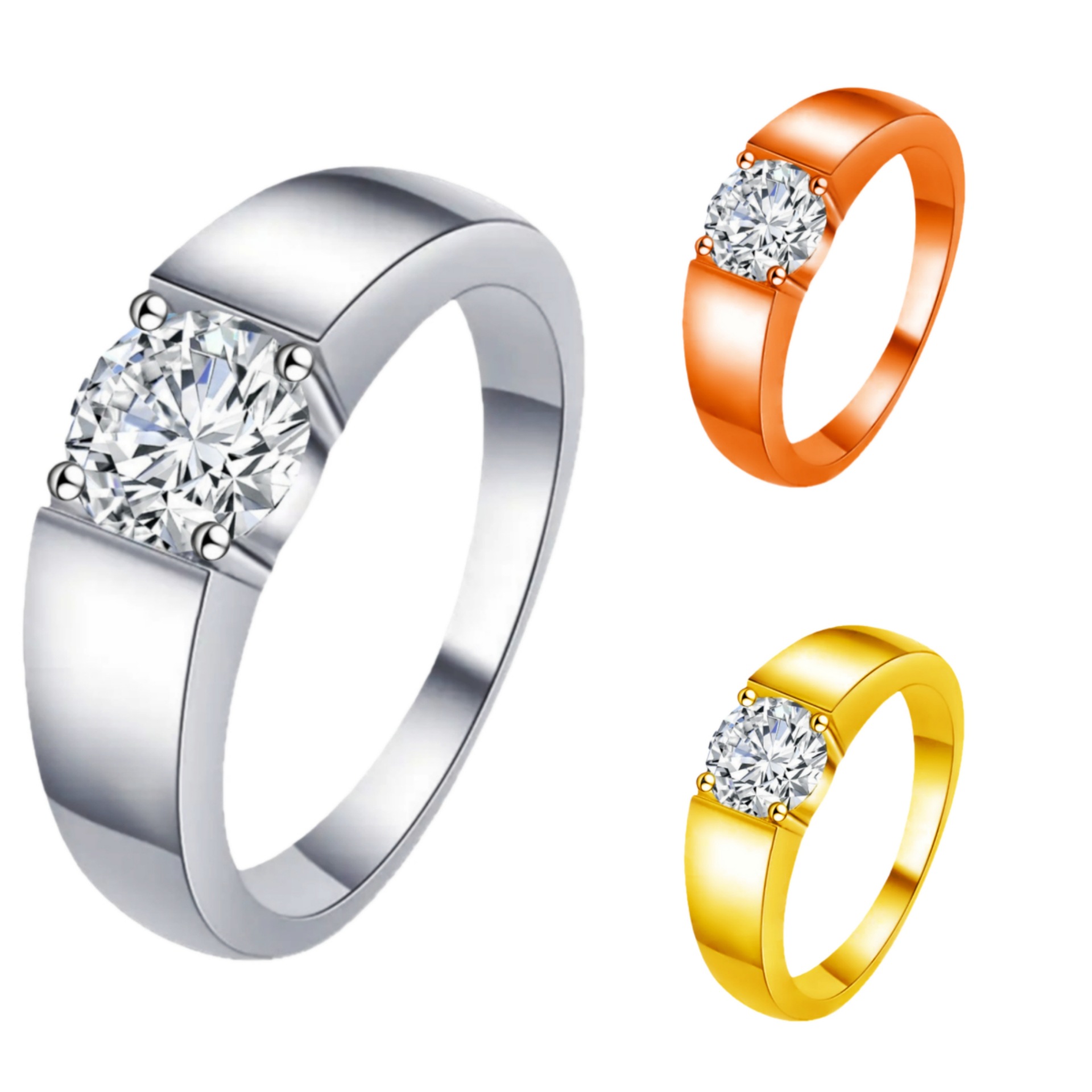 Jinjiahua Aliexpress Zircon Two-Color Ring Women's Single Row Diamond Color Hot Selling Ebay Zircon Engagement Jewelry