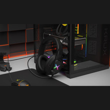 定制有線頭戴式高品質電腦周邊配件動態RGB線控發光電競耳機