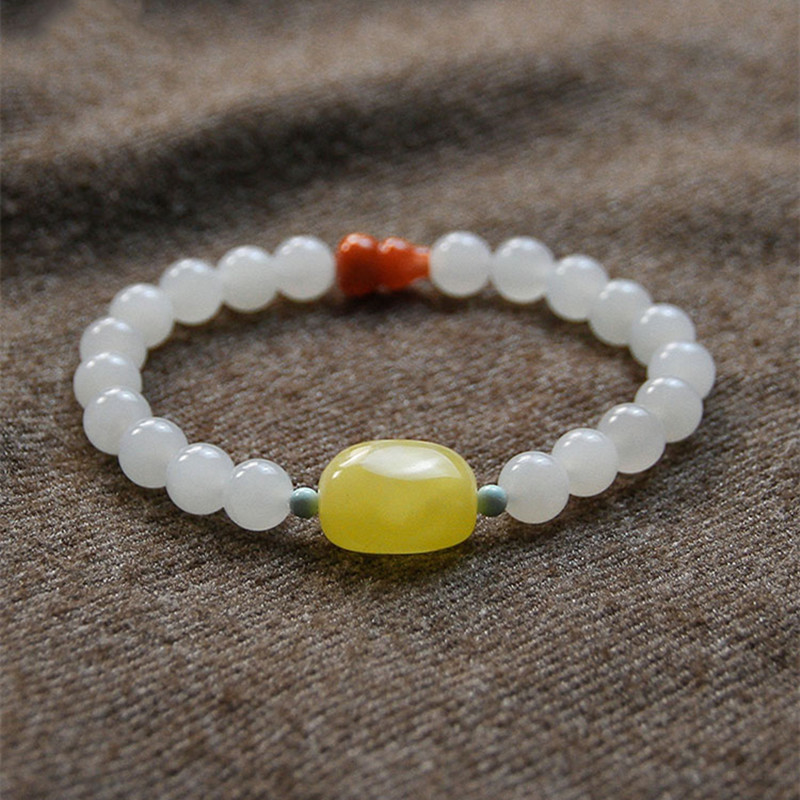 和田玉手串8mm单圈DIY女款南红葫芦蜜蜡随型配饰多宝手饰饰品