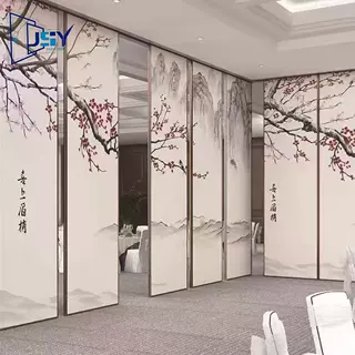 定制餐厅包厢活动隔断墙折叠屏风门喷涂绘画宴会厅直播间移动隔断
