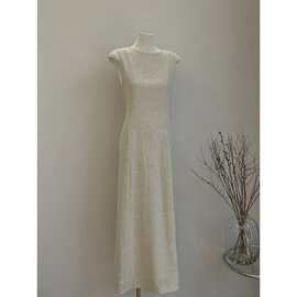 13294夏季赫本风设计感高级气质长裙纯欲慵懒风无袖垂感连衣裙子