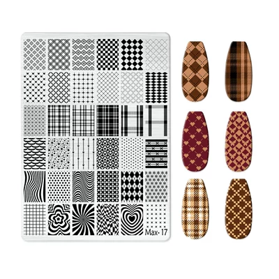 Plate Nail Art Steel Plate New, Dırnaq bəzəkləri - max-017-with-back-plate