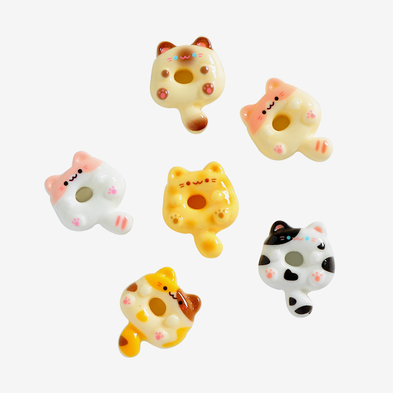漫画かわいい子猫ドーナツクリーム接着剤 diy 携帯電話ケースヘアピン冷蔵庫マグネット手作り樹脂ジュエリーアクセサリー|undefined