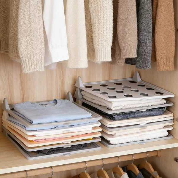 Creative Wardrobe Storage Folding Board for Lazy People, Multifunctional Household Folding Plastic Shirt Long-Sleeve Anti-Wrinkle Portable Rack