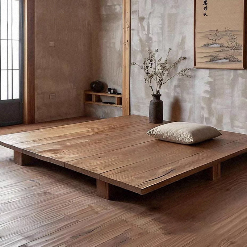 Tatami Solid Wooden Bed Japanese Floor Low Bed Bedroom Double Bed Guest House Floor Bed Balcony Loft Low Bed