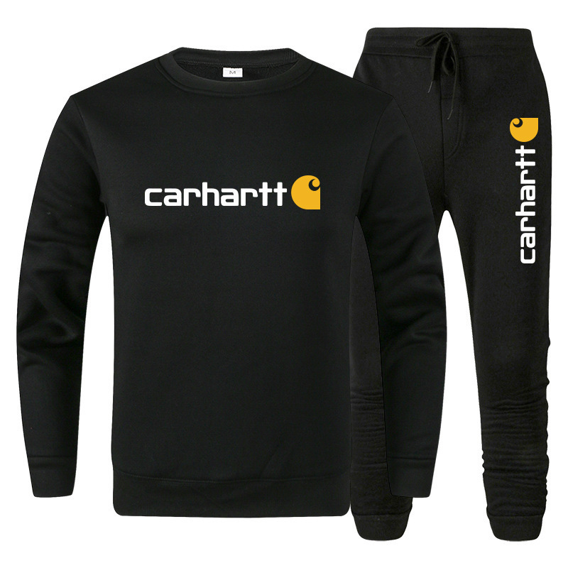 New Men's Carhartt Trendy Sweatshirt Set, Autumn Casual Simple Round Neck Sports Thickened Long-Sleeve Pullover