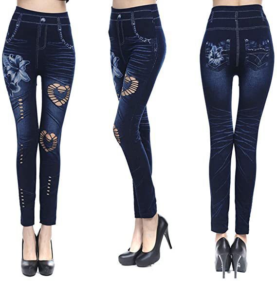 伽茵空性无缝底裤legging棉质牛仔性感仿爆欧美裤镂空打底裹腿款