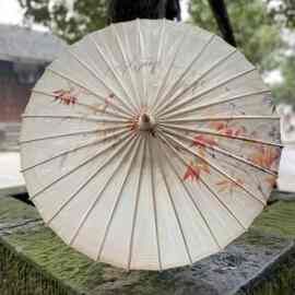 许油纸伞小清新秋风落叶枫叶古风晴雨两用拍摄道具桐油伞图片色竹