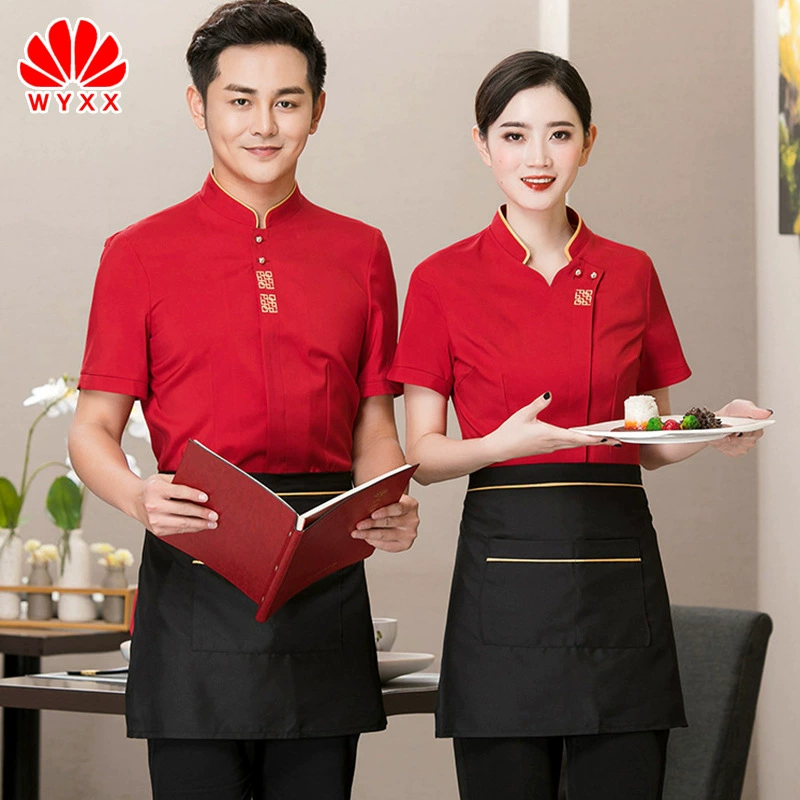 Официант рабочая одежда с короткими рукавами отель китайский чайный домик Ресторан Кейтеринг одежда горячий горшок Ресторан гостиничная форма летнее платье женское