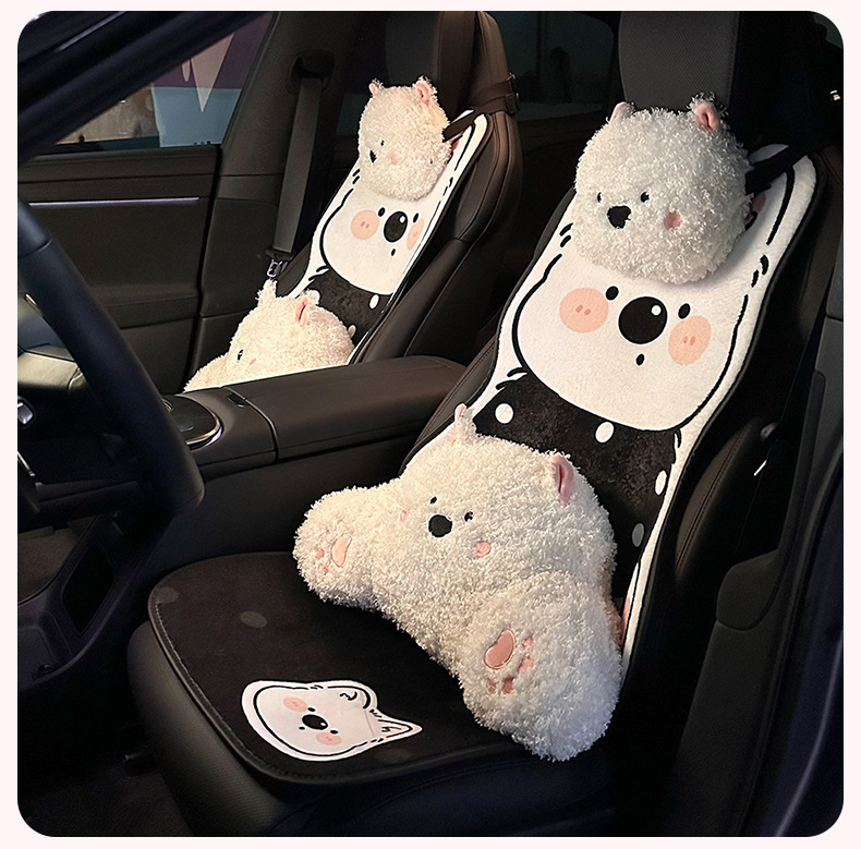 Blue Rain's New Cartoon Car Seat Cushion, Winter Plush Warm Car Seat Cushion, Winter Car Seat Cover for Use in the Car