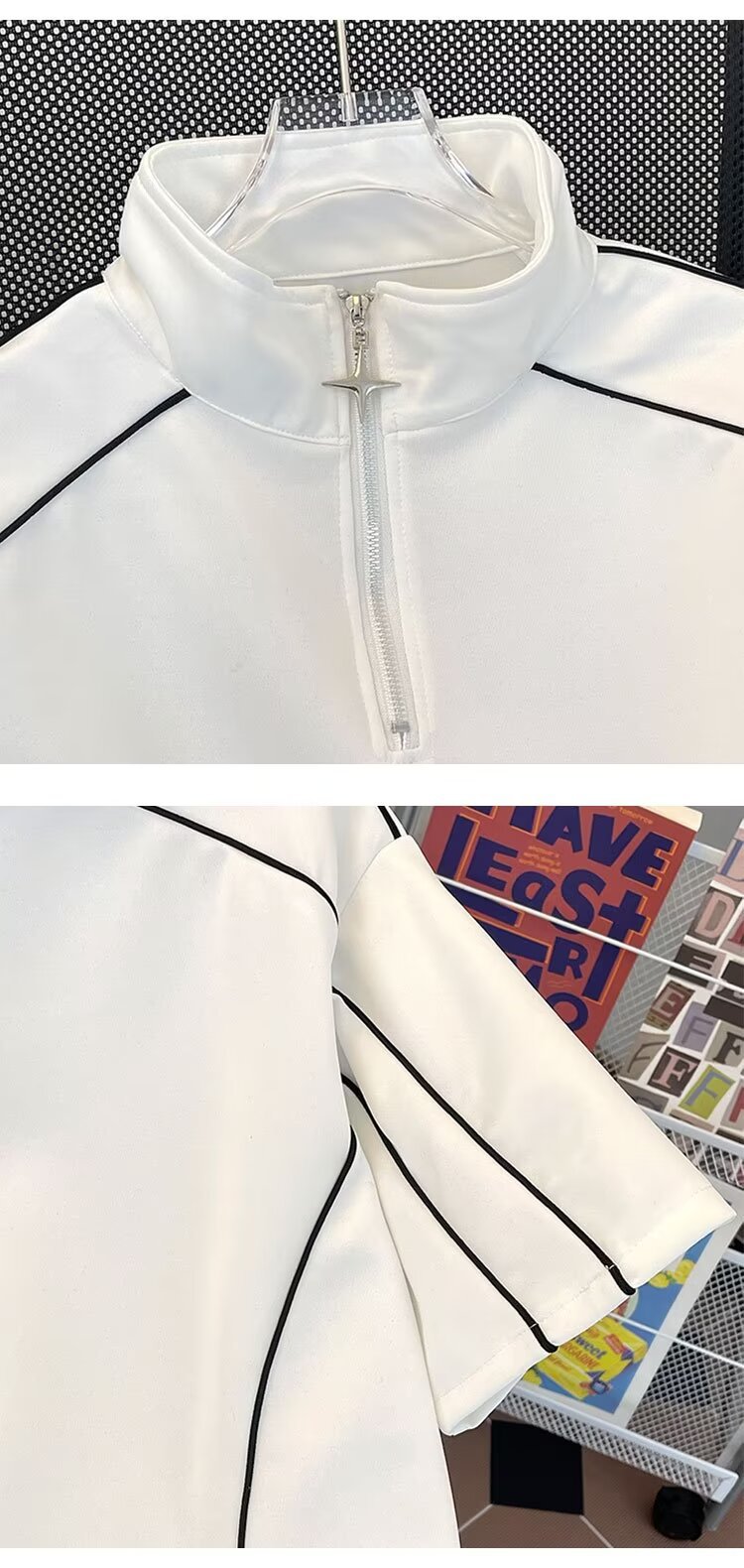 Men's Summer Handsome Casual Sports Suit Korean Loose Fit Half Zip T-Shirt And Shorts Two-Piece Set_viptrois.com