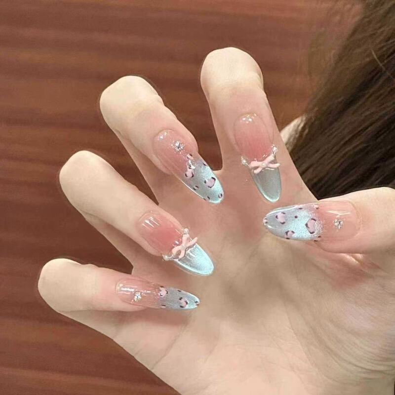 Sea Salt Milk Leopard Cat Eye Kitty Pure Desire Ins Classy Cat Eye Nail Stickers Wearable Nail Finished Patch