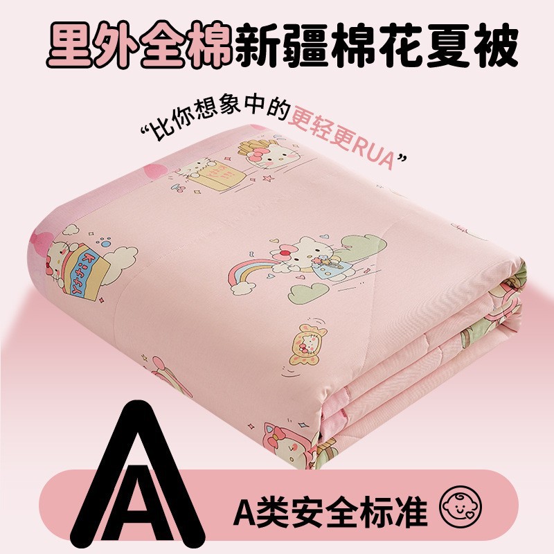 Category a Maternal and Infant Grade Pure Cotton Summer Quilt Summer Kidsren's Air-Conditioned Quilt Machine Washable Double-Sided Cotton Summer Quilt Single Thin Quilt
