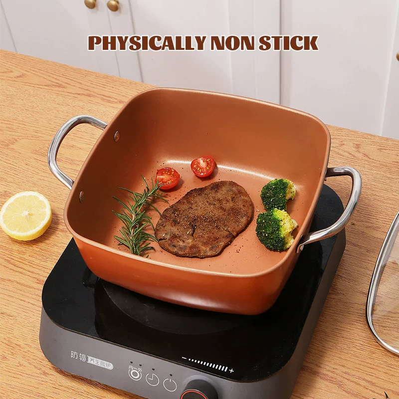 正航 Cuisine pot non-stick pan double handle soup pot frying pan square pot few fume pot Amazon frying pan