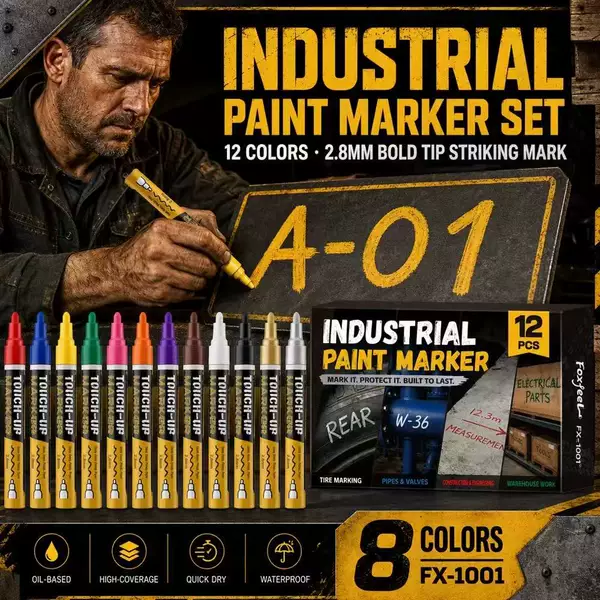 12-color cross-border paint pen, screw positioning marker, waterproof, oil-resistant, non-fading industrial touch-up pen wholesale