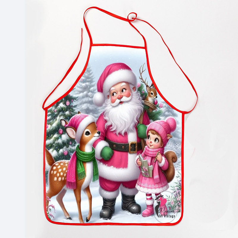 スポットメーカー供給クリスマスグリンチサンタクロースプリントエプロン防水防汚家庭用クリスマスエプロン|undefined