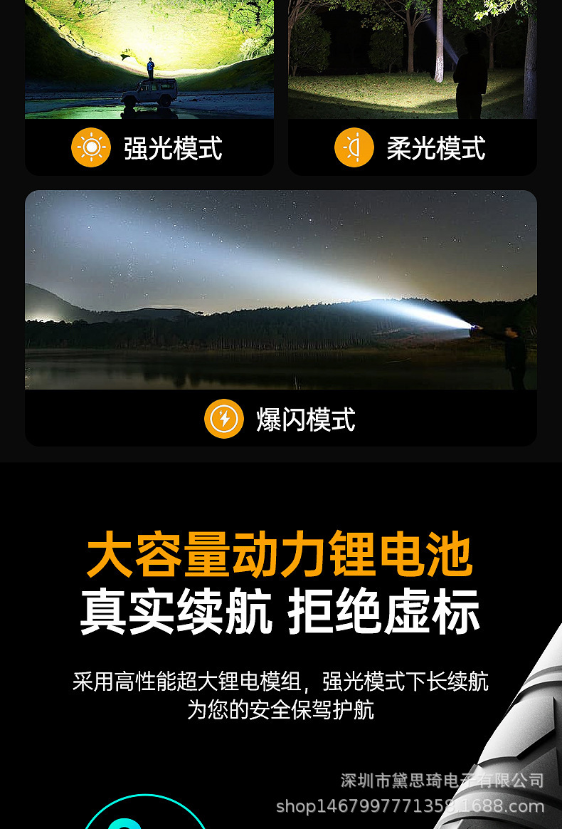 Amazon White Laser Flashlight, Outdoor USB Rechargeable Aluminum Alloy High-Intensity Zoomable Long-Lasting Flashlight, Wholesale