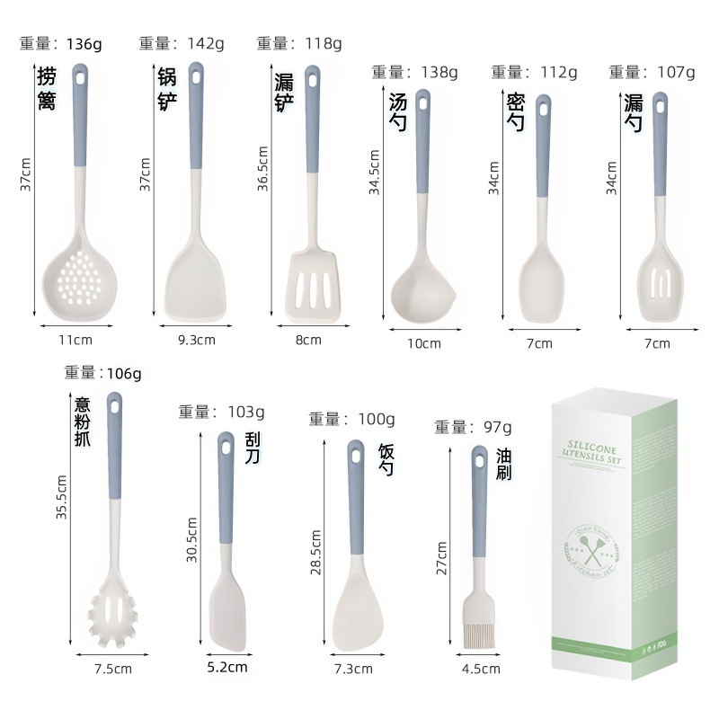 Nórdico color de silicona set de cocina sopa de sopa de cocina antiadherente para pala para fritar verduras casera sopa de cocina set de cucharas