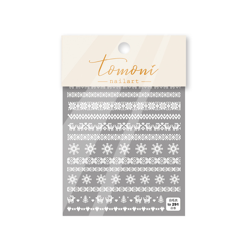 Otoño e Invierno popular realzado suéter 2022 nuevo uñas pegatinas patrón decorativo Navidad Snowflake copo de dibujos animados lindo