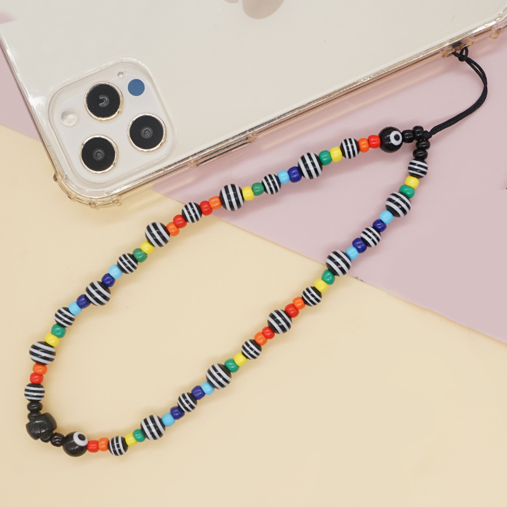 New Boho Rainbow Glass Rice Beads Thread Beads Beaded Anti-lost Mobile Phone Chain Lanyard display picture 3