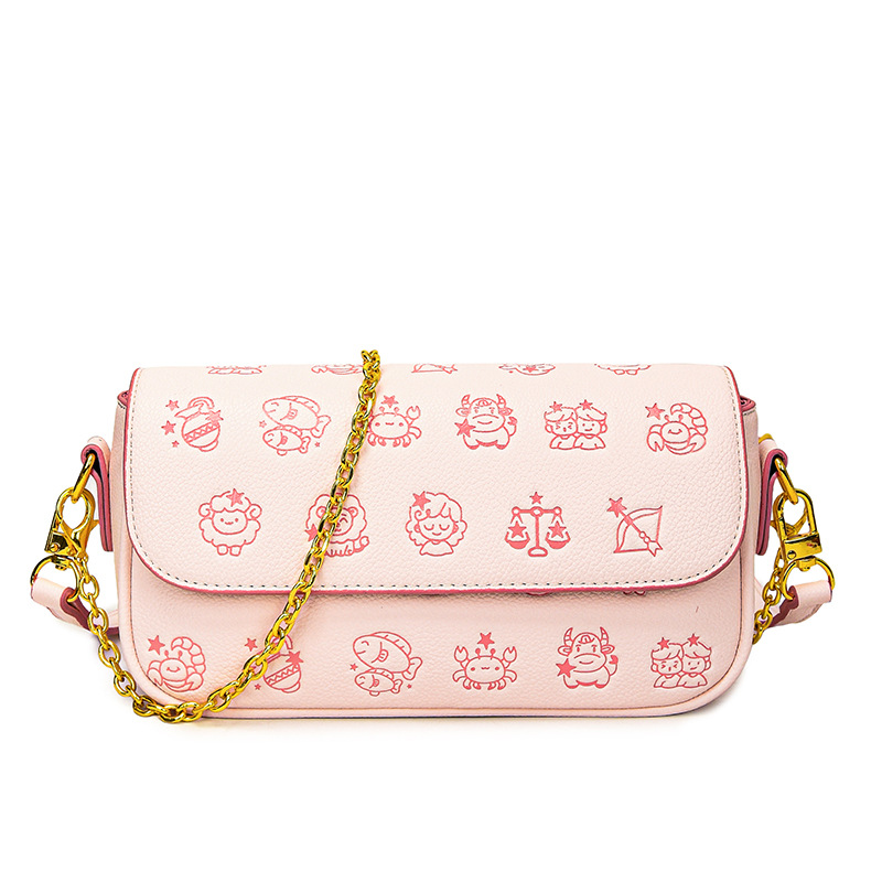 Bolso de cadena popular de este año 2025 verano nuevo bolso femenino moda patrón de lichi bolso de hombro lindo constelación bolso de mensajero