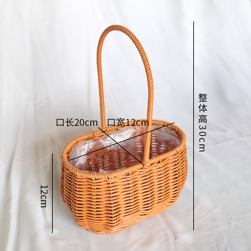 Cesta de Flores Tejida de Plástico Rattan Artesanal para Arreglos Florales y Regalos image 17
