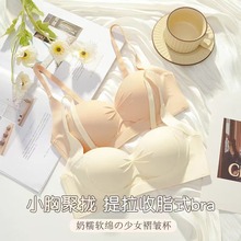 提拉公主内衣女小胸聚拢显大甜美半杯收副乳防下垂上托文胸罩套装