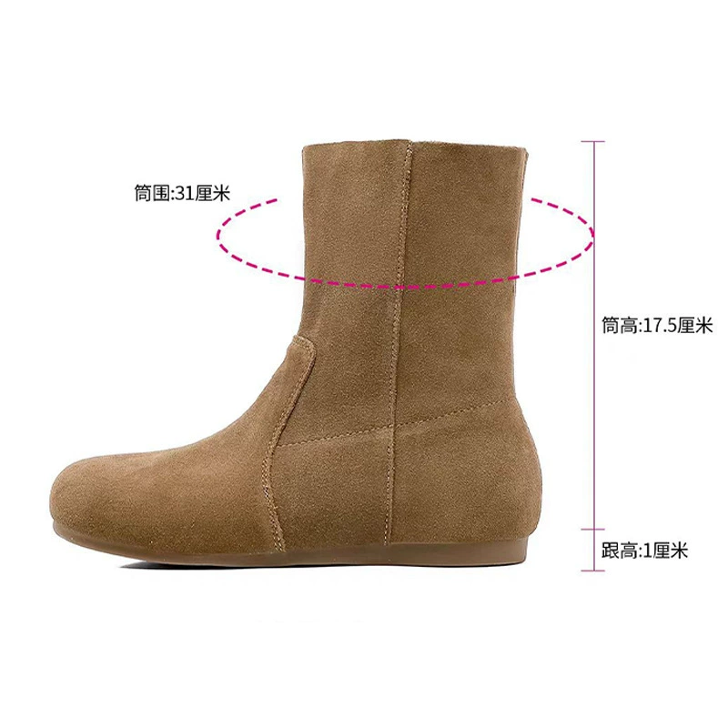Fleece retro low boots, genuine leather, 2024 years