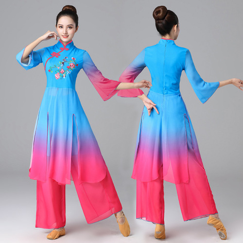 Yunshang square dance yangko costume new fan classical dance costume suit female folk dance costume performance costume 2105