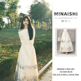 & ⇞ New Chinese Style National Style Horse-Faced Skirt Suit, One-Shoulder Style, Thin Style, Daily Improvement, Elegant and Slimming, Fairy Spring and Summer Style
