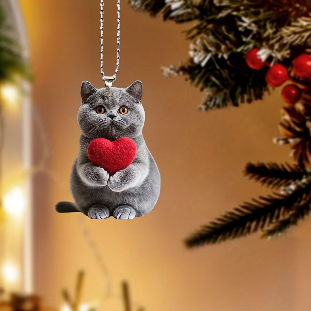 Nuevo colgante plano de acrílico transfronterizo, colgante de coche de amor de gato azul, colgante de amor de mochila, colgante de llavero