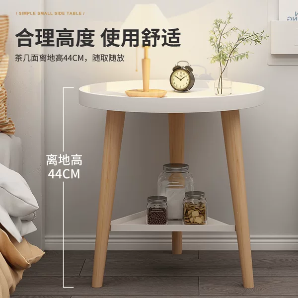 Storage Small Coffee Table, Living Room Sofa Side Table, Bedside Table, Nordic Balcony Afternoon Tea Small Round Table, Simple Double-Layer Tea Table