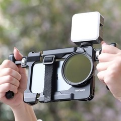 NEEWERニュールPA017通用ダブルハンドル携帯電話ウサギ籠伸縮スタンドダブル手持ち冷靴拡張ウサギ籠