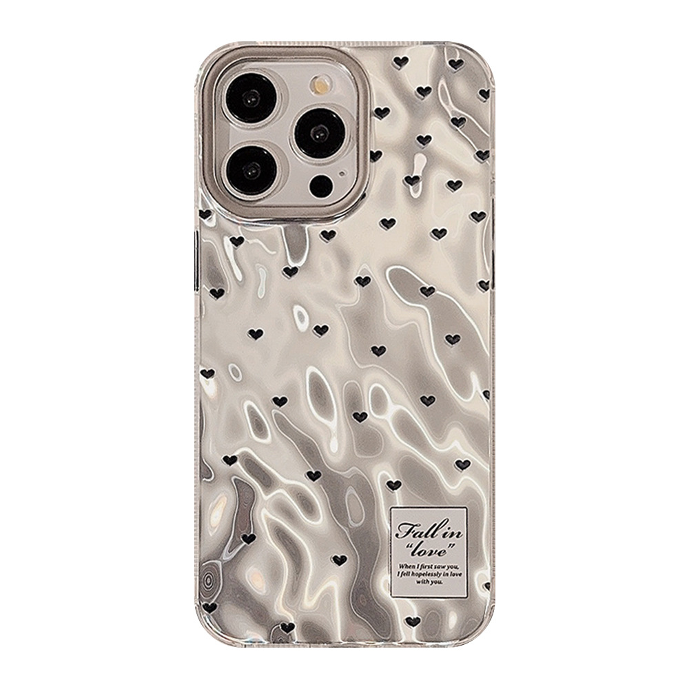 Ins galvanoplastia pequeño amor para iPhone15 funda para iPhone 16pro max simple 13 sentido avanzado 12 duro