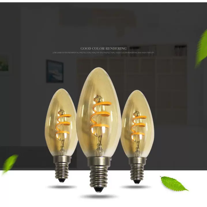 长期供应LED C35烛形柔性灯条室内装饰灯丝灯泡4WE14螺口灯泡蜡烛