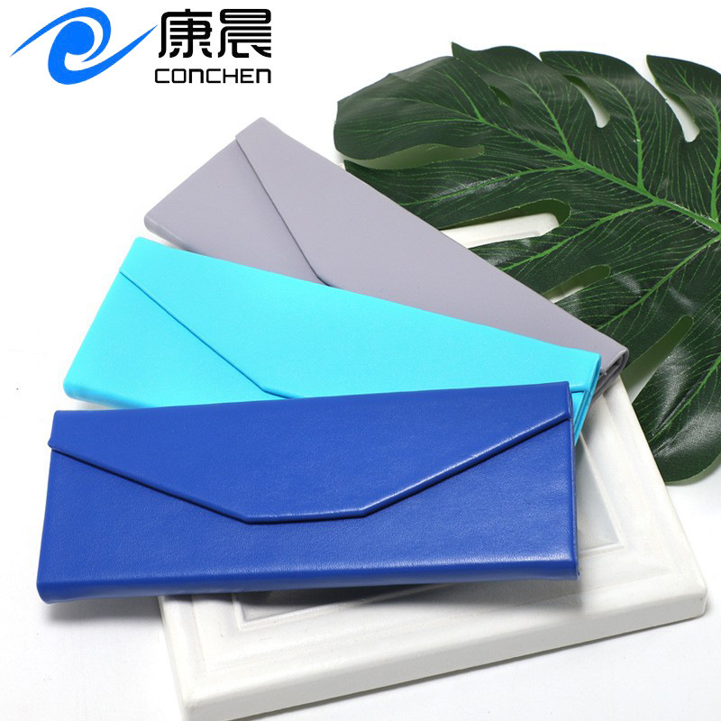 Cork Pu Triangular Folding Box High-End Flocking Leather Glasses Case Sunglasses Case Kraft Paper Packaging Wholesale