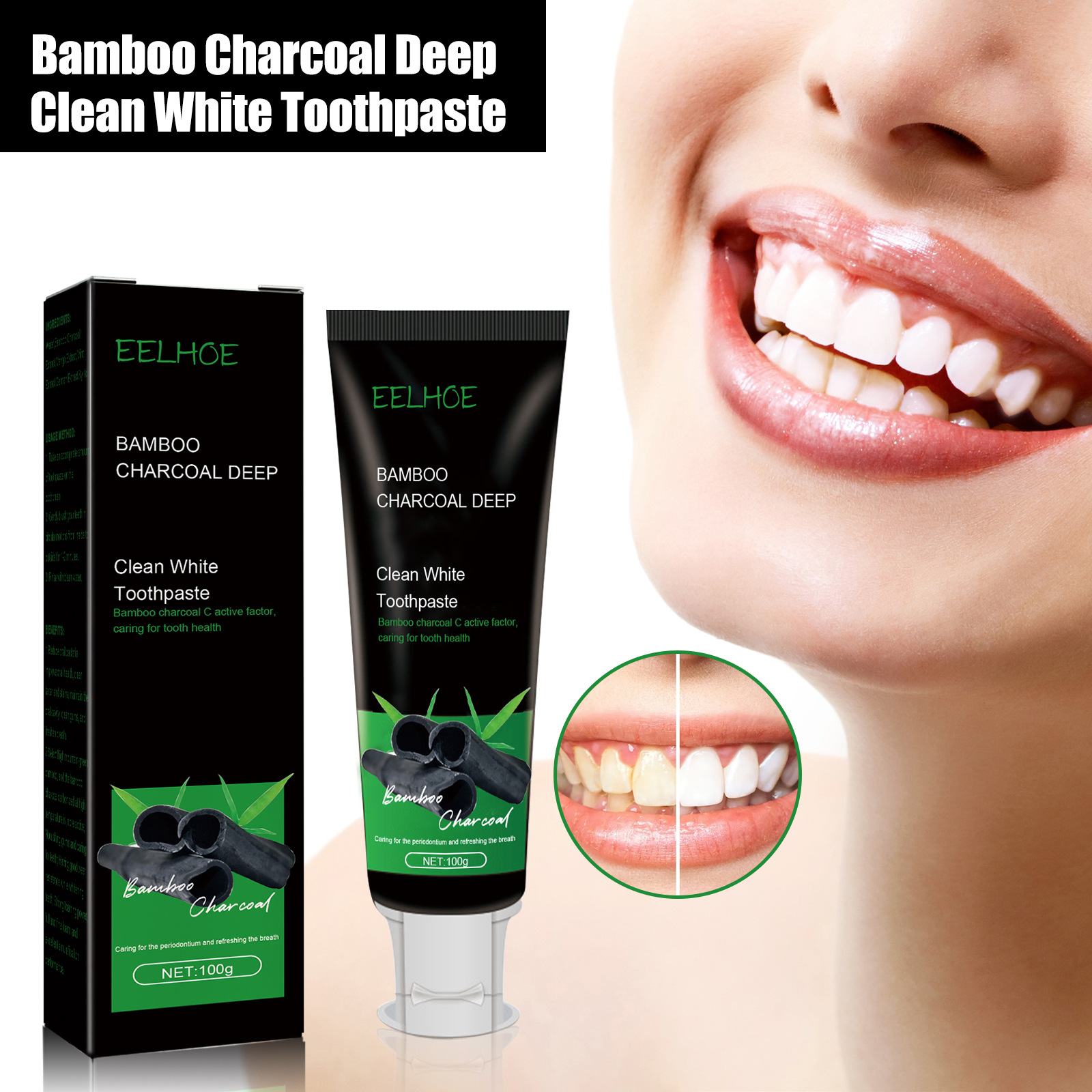 Bamboo Charcoal White Toothpaste Deep Cleaning Oral Care 100ml_voghion.com
