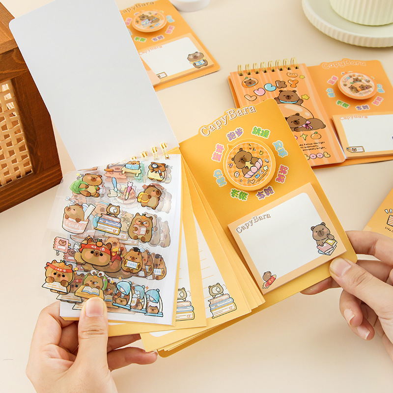 Libro de notas de Kapibala Pegatinas creativas Pegatinas de notas tres en uno Papelería divertida para estudiantes de alto valor al por mayor