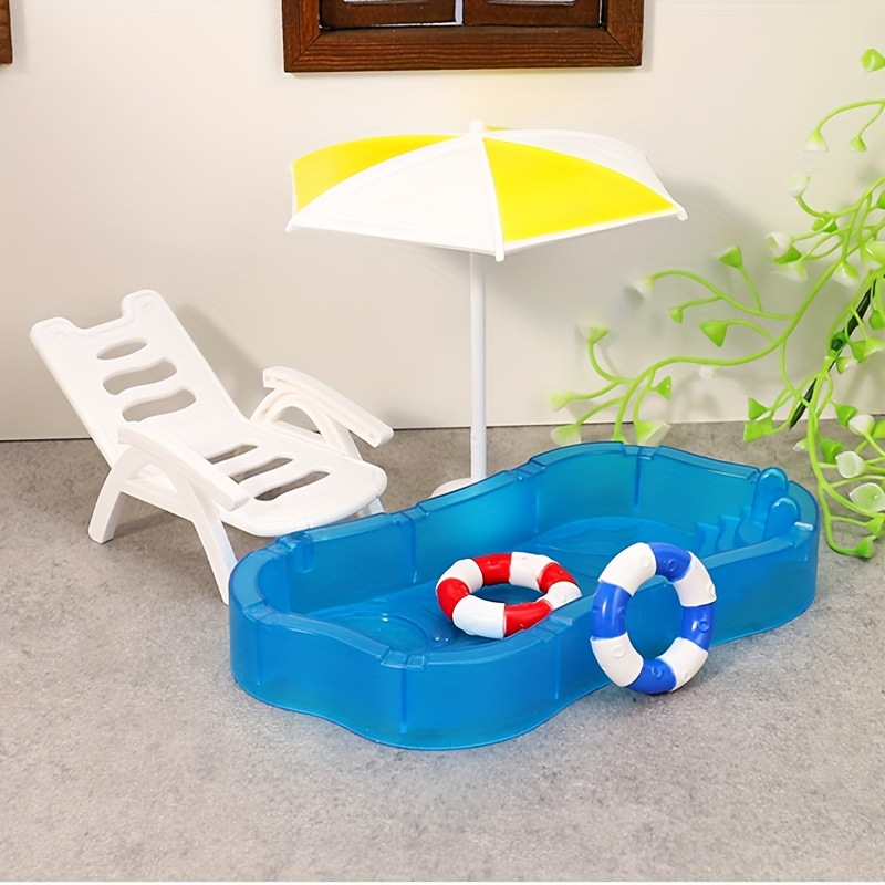 Casa de muñecas juguetes de dibujos animados mini divertido escenario de playa decoración en miniatura para niños en el hogar conjunto de ensamblaje